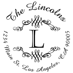 Round Flourish Border Letter L Monogram Stamp Sample